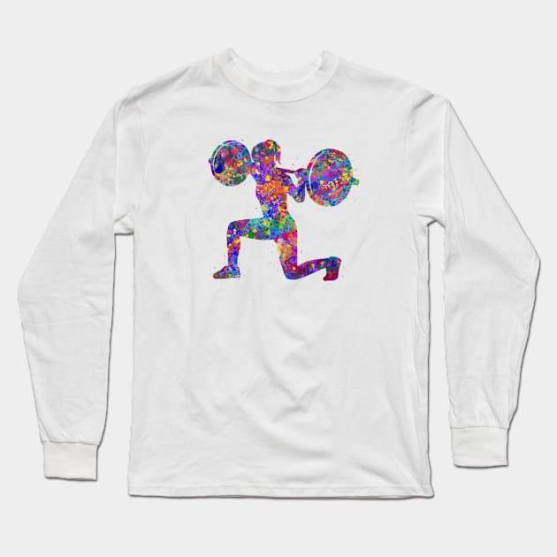 Weightlifter female Long Sleeve T-Shirt by Yahya Art